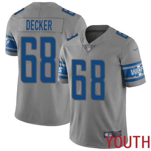 Detroit Lions Limited Gray Youth Taylor Decker Jersey NFL Football #68 Inverted Legend->youth nfl jersey->Youth Jersey